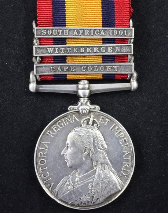 A Queens South Africa medal with 3 clasps to Sgt. H. Griffin, Grenadier Guards